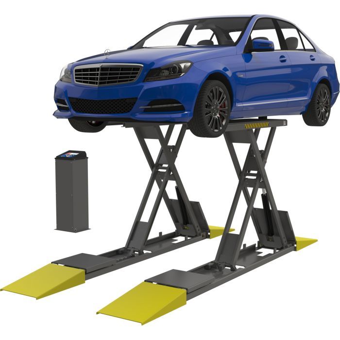 Bendpak Lifts up to 7,000 lbs. Scissor design for versatile application Engages with the vehicle frame Features independent lifting pads