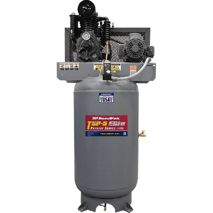 Bendpak Patriot Class TS-5 Air Compressor: 5 HP, 80-Gallon Vertical Tank, 208-230V, 60 HZ, 1-Phase - Proudly Made in the USA