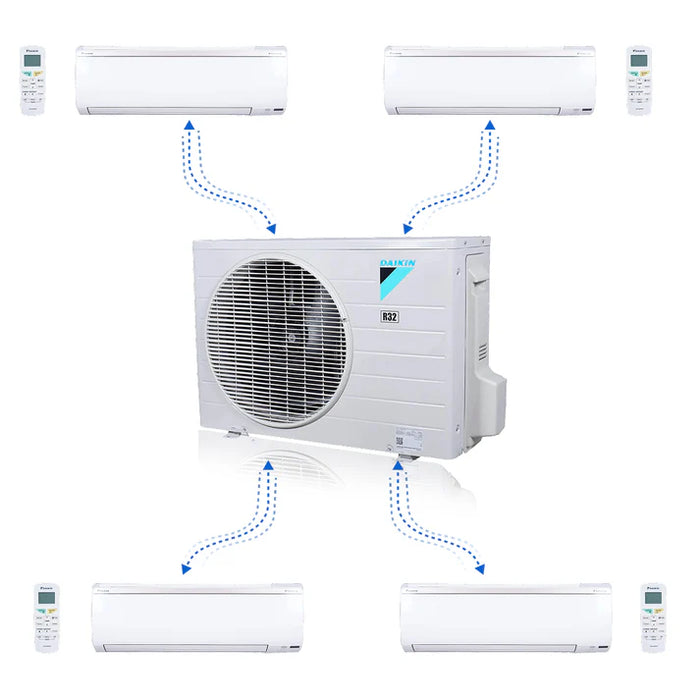 Daikin MXM Series 36000 BTU 20.6 SEER2 4 Zone R32 Ductless Mini Split Heat Pump System - 9K+9K+12K+18K
