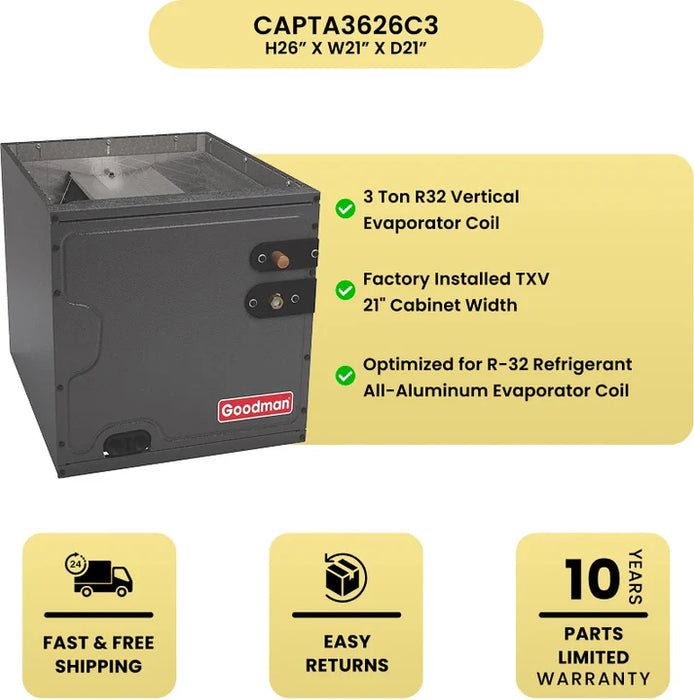 Goodman 3 Ton R32 Vertical Evaporator Coil - CAPTA3626C3