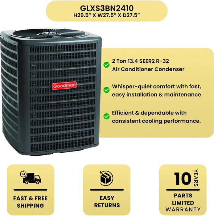 Goodman 2 Ton 13.4 SEER2 R-32 Air Conditioner Condenser