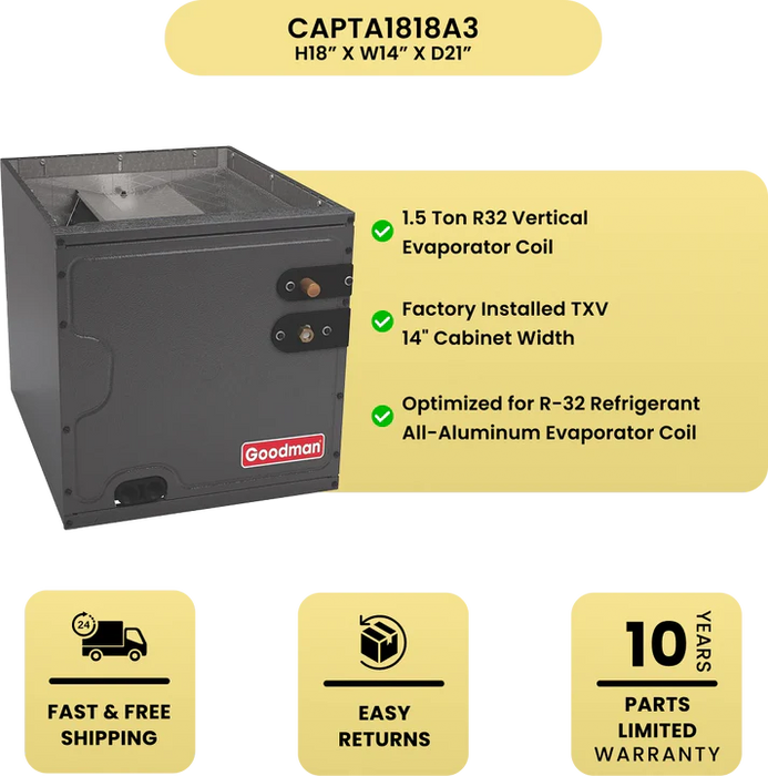 Goodman 1.5 Ton AC + 40K BTU Furnace Bundle | 14 SEER2 | 80% AFUE | R-32 | Upflow