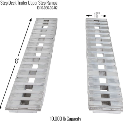 Heavy Duty Ramps Pair of Upper Deck Ramps with 16" x 96" Dimensions and a Capacity of 10,000 lbs Each