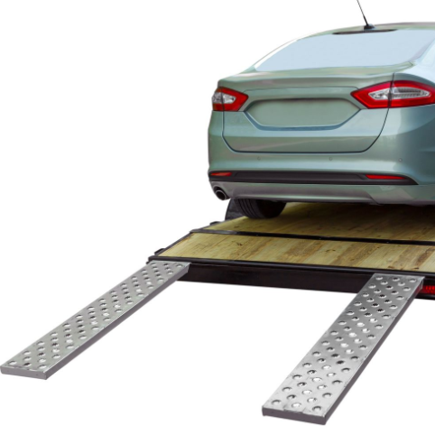 Heavy Duty Ramps 72" x 12" Punch Plate, Hook/Plate, 2,500 lbs per axle -  Loading Range: 4"-18"