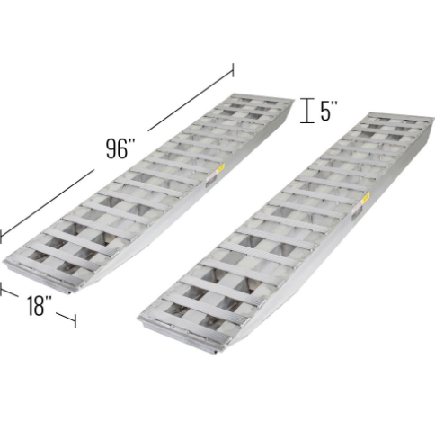 Heavy Duty Ramps Pair of Ramps with 18" x 96" Dimensions and a Capacity of 23,500 lbs Each  Sold in Sets of Two, Featuring 5" Tubes