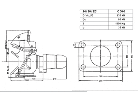 Tulga Heavy Duty Coupling with Automatic Towing Hitch designed for 50 mm Pin - TTH.